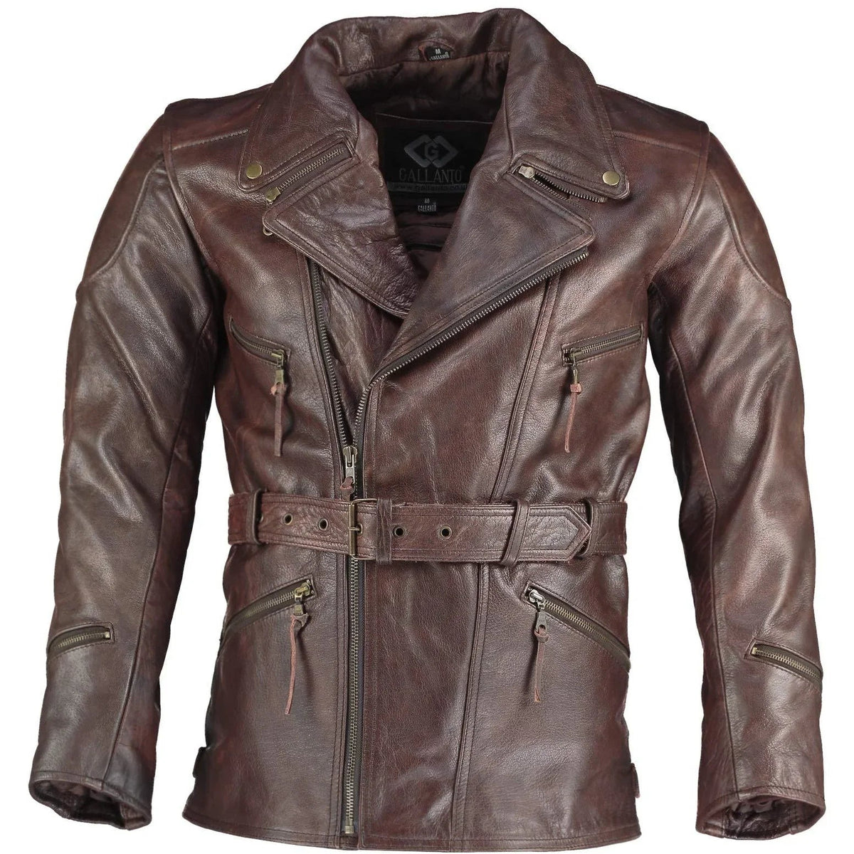 Eddie Leather Racer Jacket with CE Armor and 3-Way Collar Style