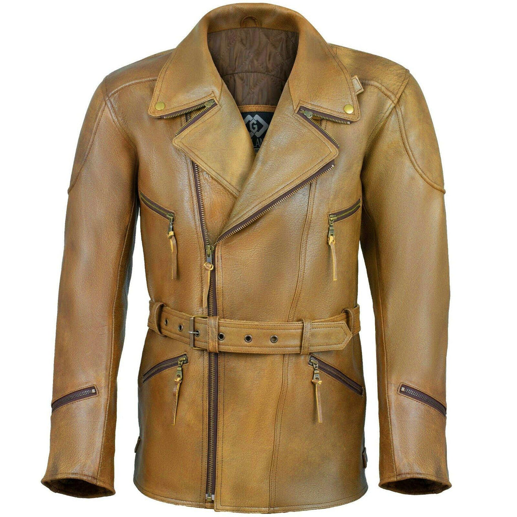 Eddie Leather Racer Jacket with CE Armor and 3-Way Collar Style