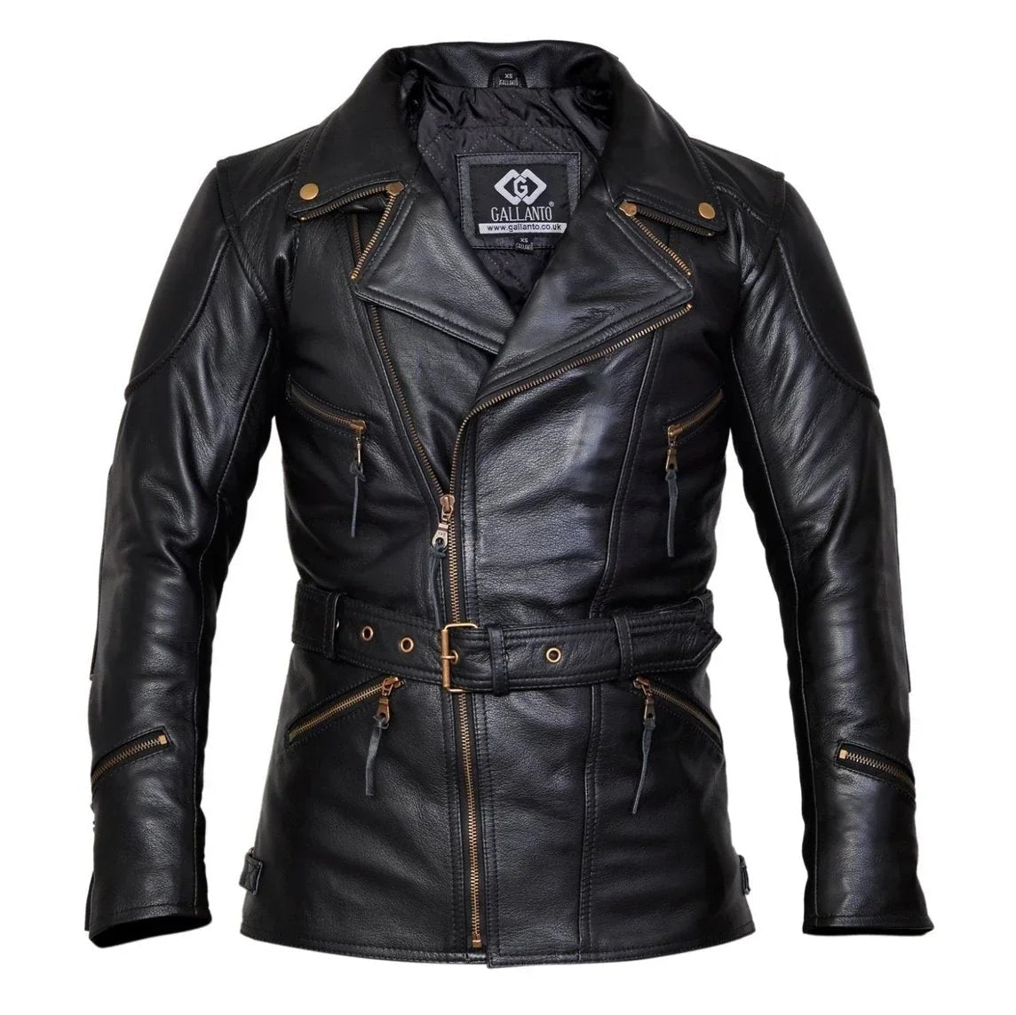 Eddie Leather Racer Jacket with CE Armor and 3-Way Collar Style