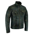 Vintage Grey Cafe Racer Leather Motorcycle Jacket