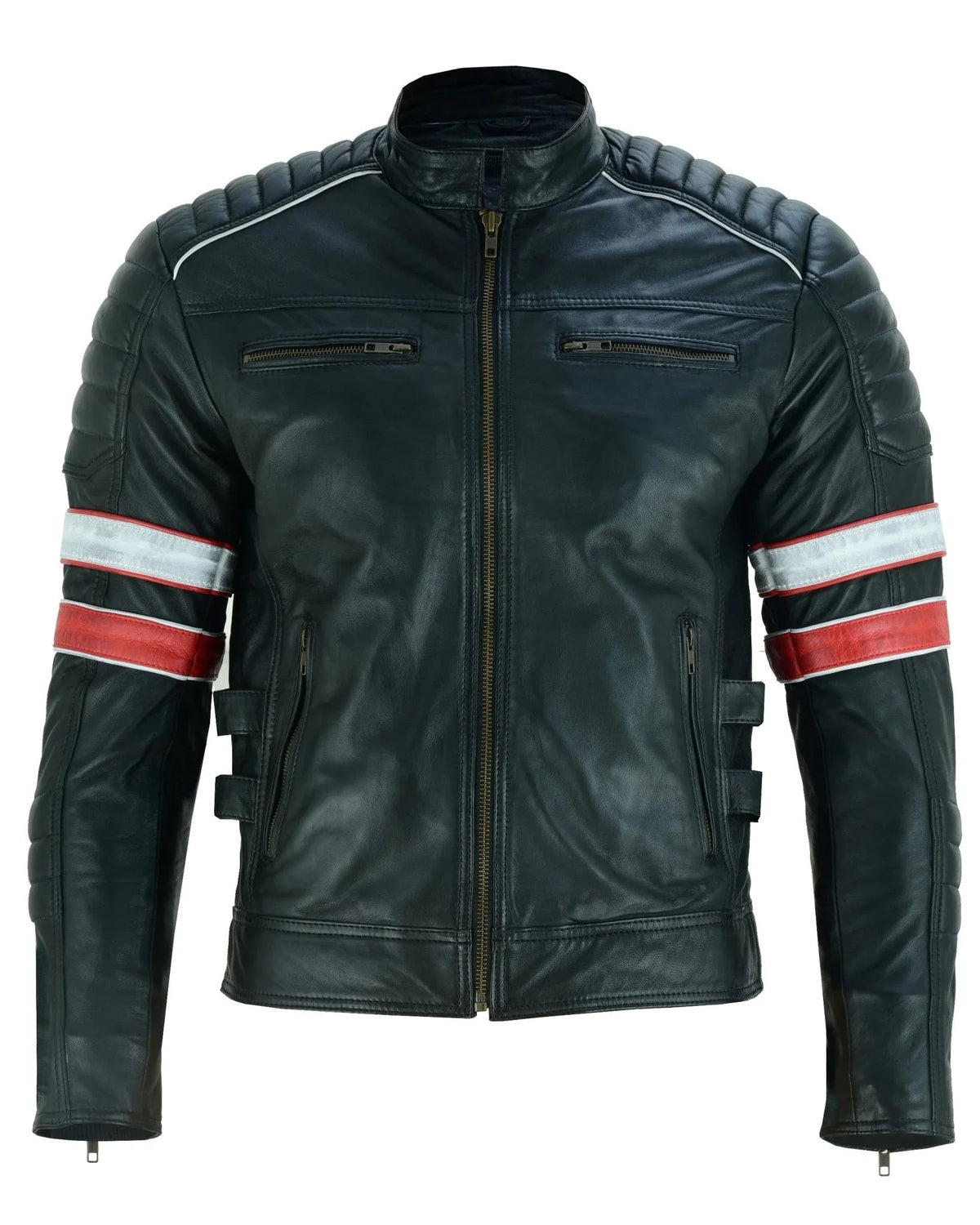Retro Bike Leather Jackets with Removable Double Lining