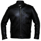 Men’s Leather Motorcycle Jacket with Armor Racer Style