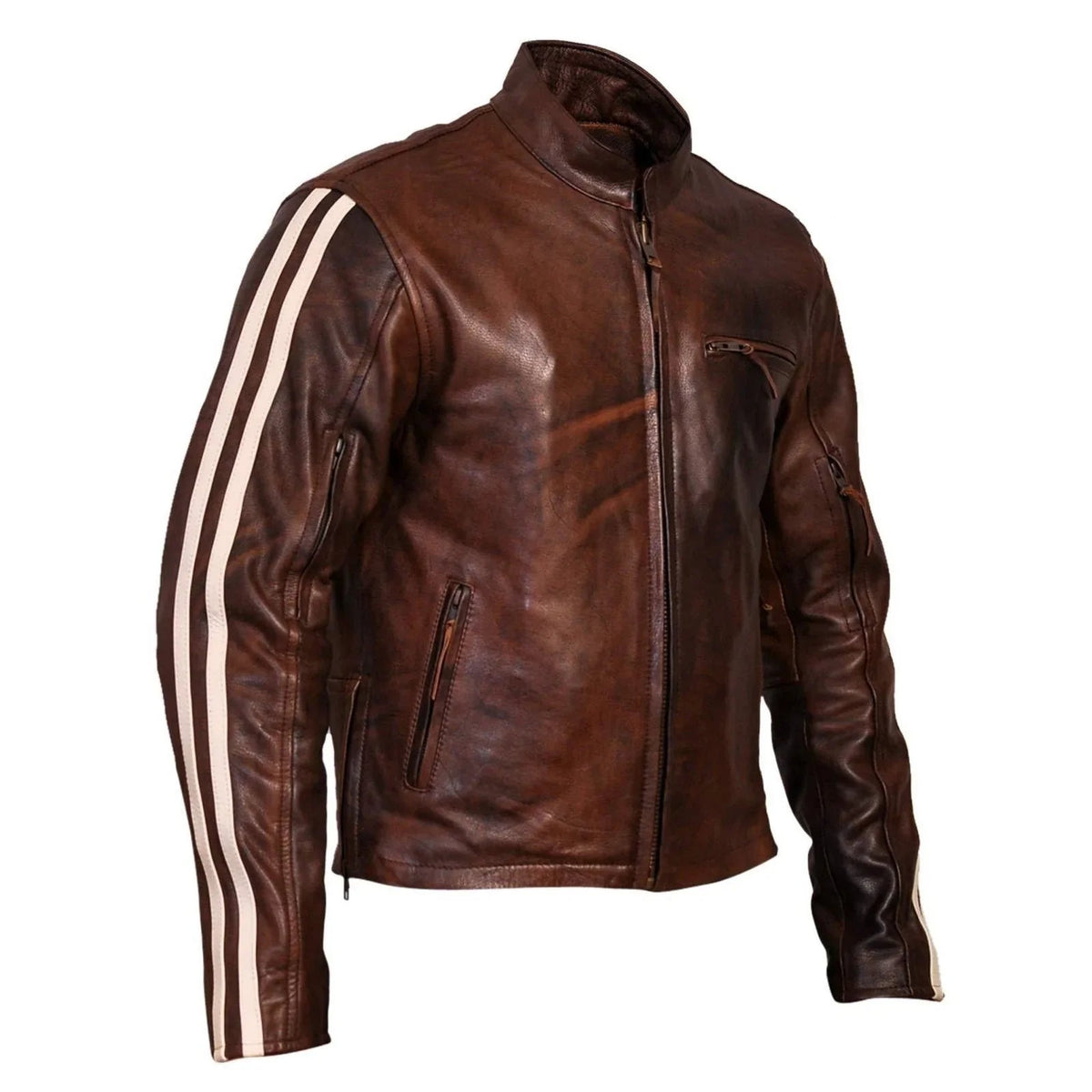 Genuine Leather Biker Jacket Men Vintage Cruiser Style