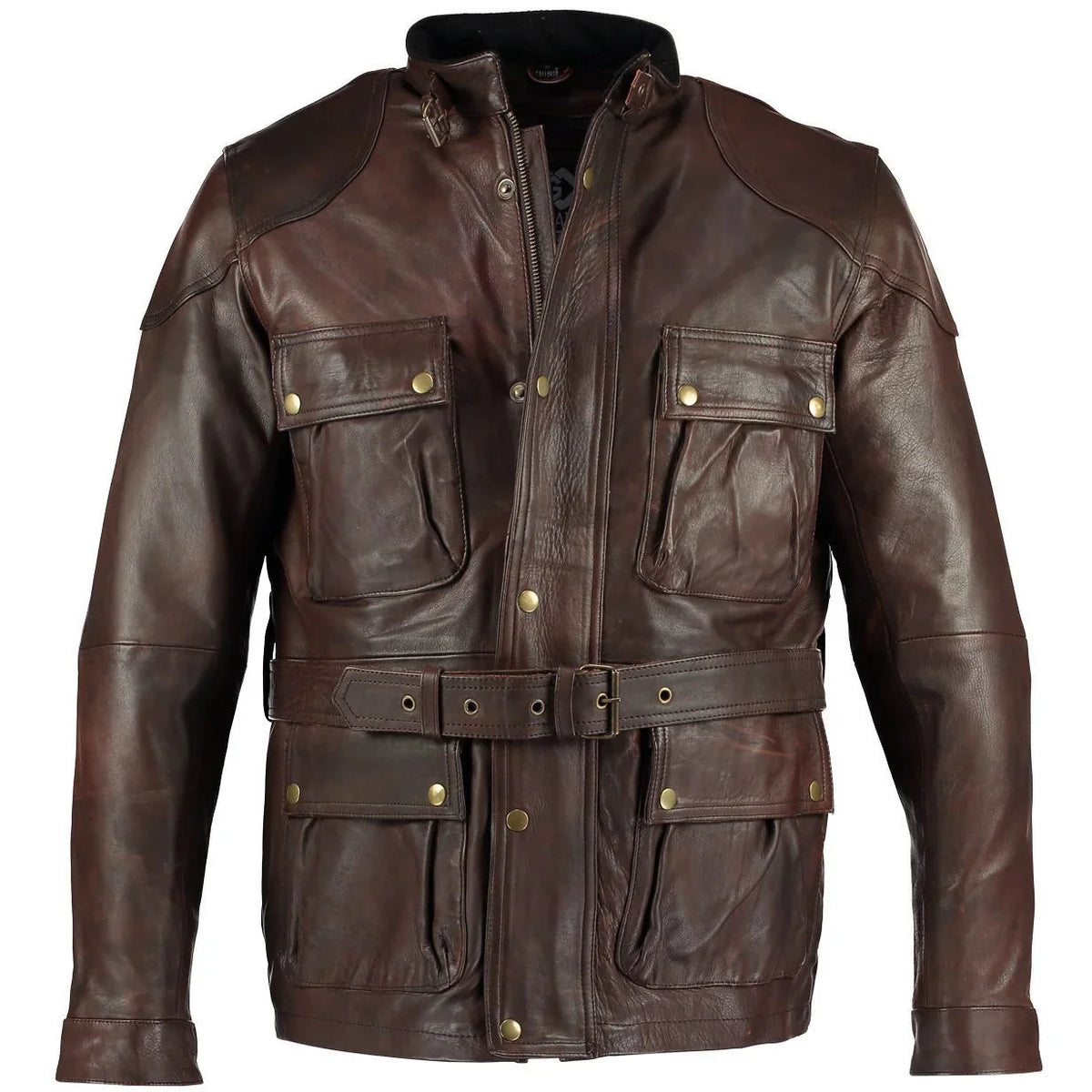 Benjamin Button Men’s Leather Motorcycle Jacket in Classic Long Length