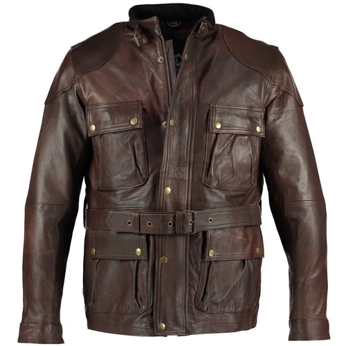 Benjamin Button Men’s Leather Motorcycle Jacket in Classic Long Length