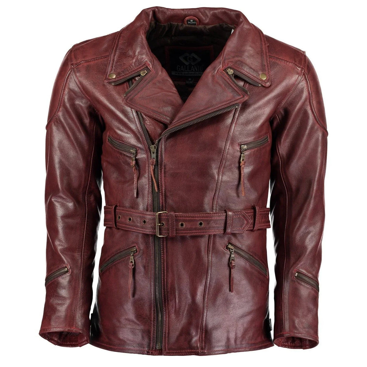 Eddie Leather Racer Jacket with CE Armor and 3-Way Collar Style