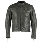 Grey Collarless Style with Thermal Liner Moto Jackets