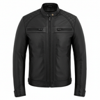 Men’s Leather Jackets with Quilted Racer Styling