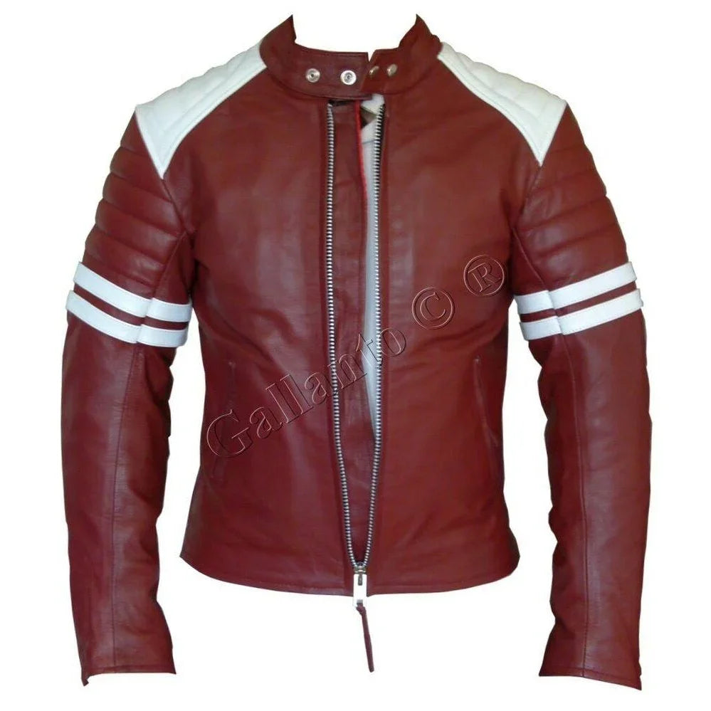 Mens Leather Moto Jacket – Fight Club-Inspired Design