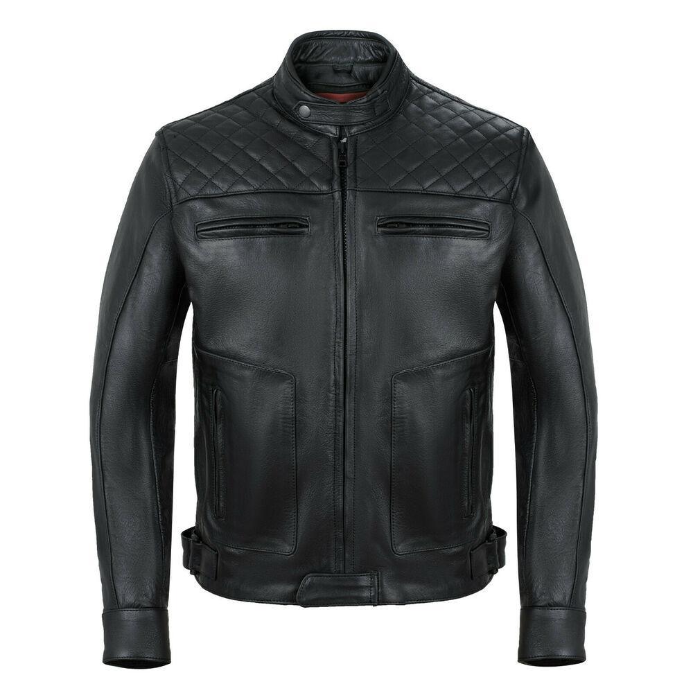 Quilted Cowhide Vintage Biker Jacket for Motorcycle Wear