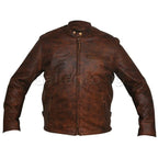 Men’s Leather Motorcycle Jacket with Armor Racer Style