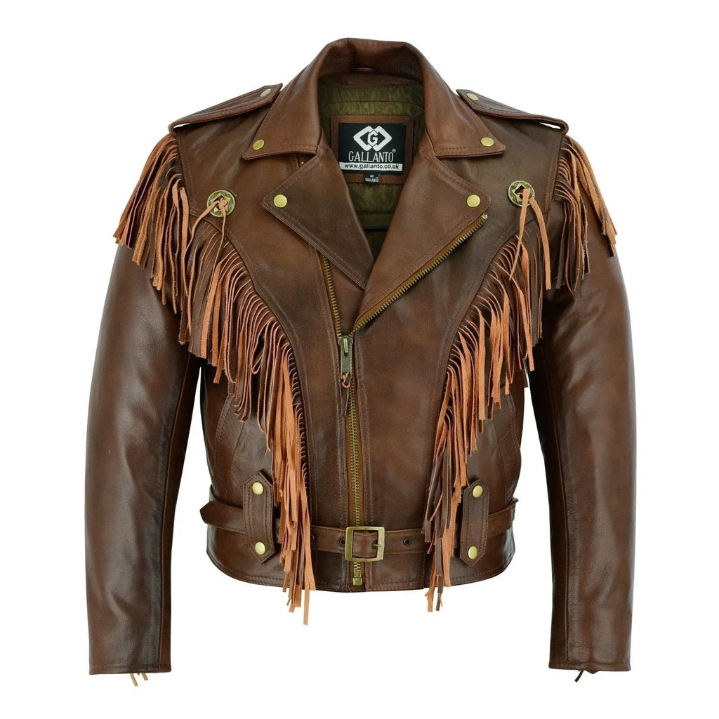 Rustic Vintage Biker Jackets with Fringe and Conchos