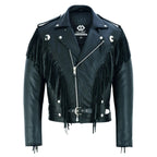 Rustic Vintage Biker Jackets with Fringe and Conchos
