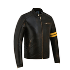 Real Leather Jackets Distressed Café Racer with Racing Stripes