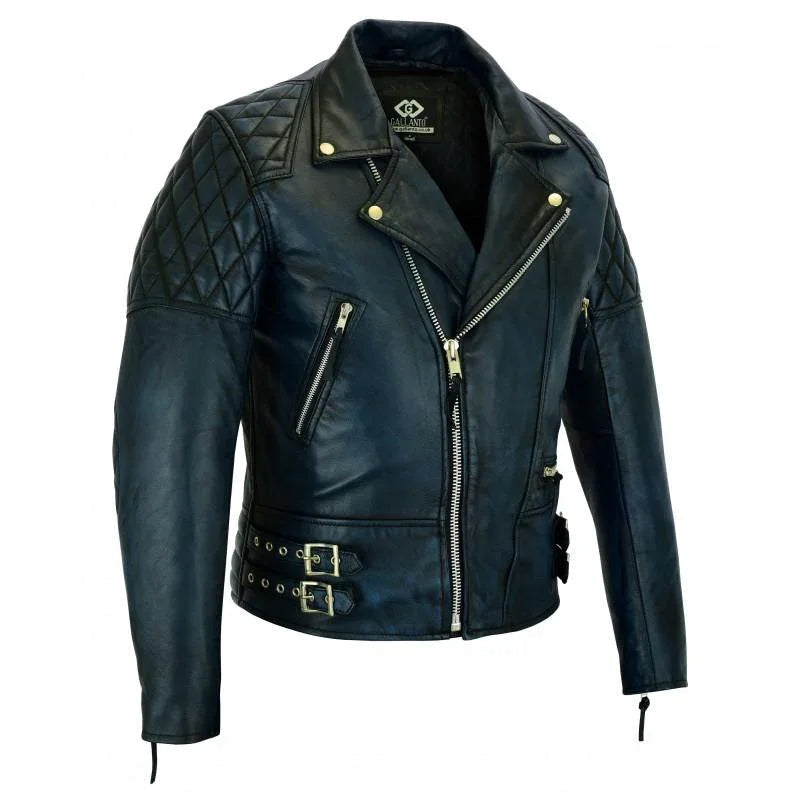 Bike Jackets for Men in Two-Tone Naked Cowhide Leather