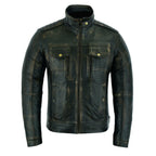 Vintage Grey Cafe Racer Leather Motorcycle Jacket