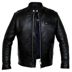 Men’s Leather Motorcycle Jacket with Armor Racer Style