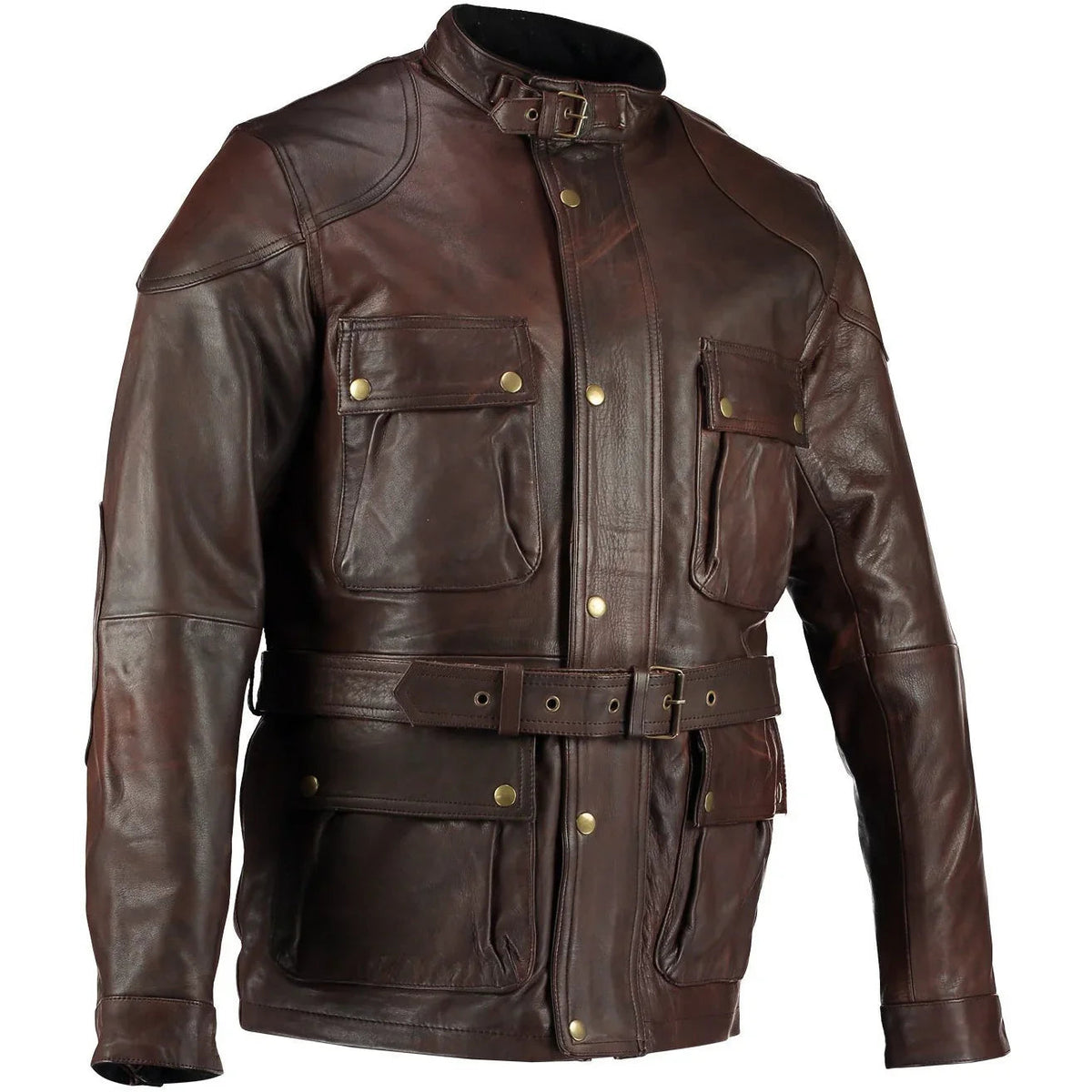 Benjamin Button Men’s Leather Motorcycle Jacket in Classic Long Length