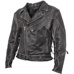 Moto Mens Leather Jacket with Removable CE Armour