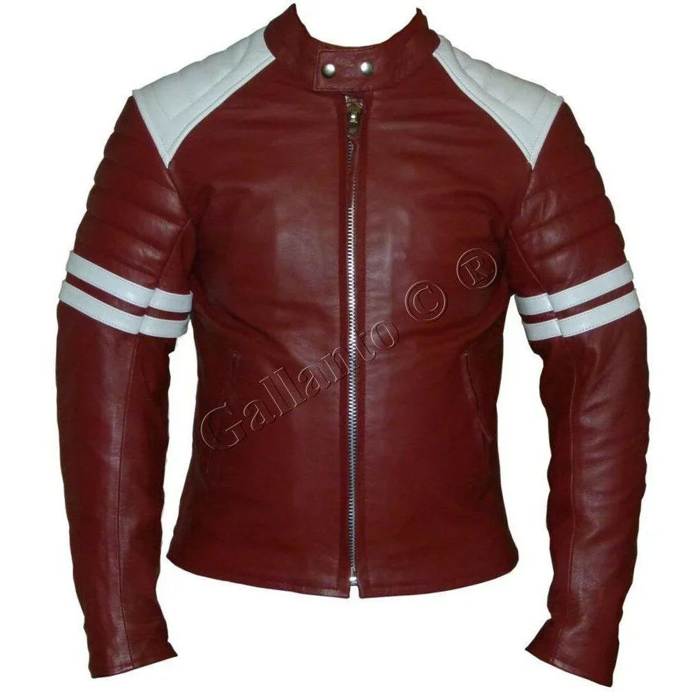 Mens Leather Moto Jacket – Fight Club-Inspired Design