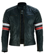 Retro Bike Leather Jackets with Removable Double Lining