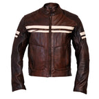Men’s Cafe Racer Jacket with Ribbed Shoulder Panels