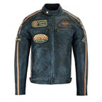 Mens Motorcycle Jackets with Retro Racing Badges
