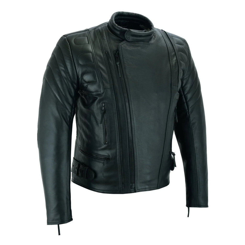 Moto Jacket Men’s Black Cowhide Limo Biker Design