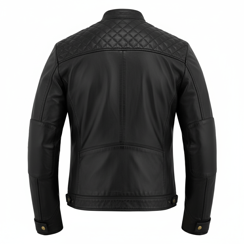 Men’s Leather Jackets with Quilted Racer Styling