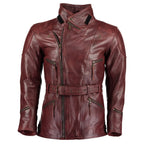 Eddie Leather Racer Jacket with CE Armor and 3-Way Collar Style