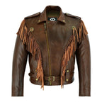 Rustic Vintage Biker Jackets with Fringe and Conchos
