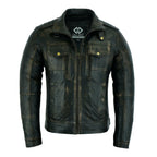 Vintage Grey Cafe Racer Leather Motorcycle Jacket
