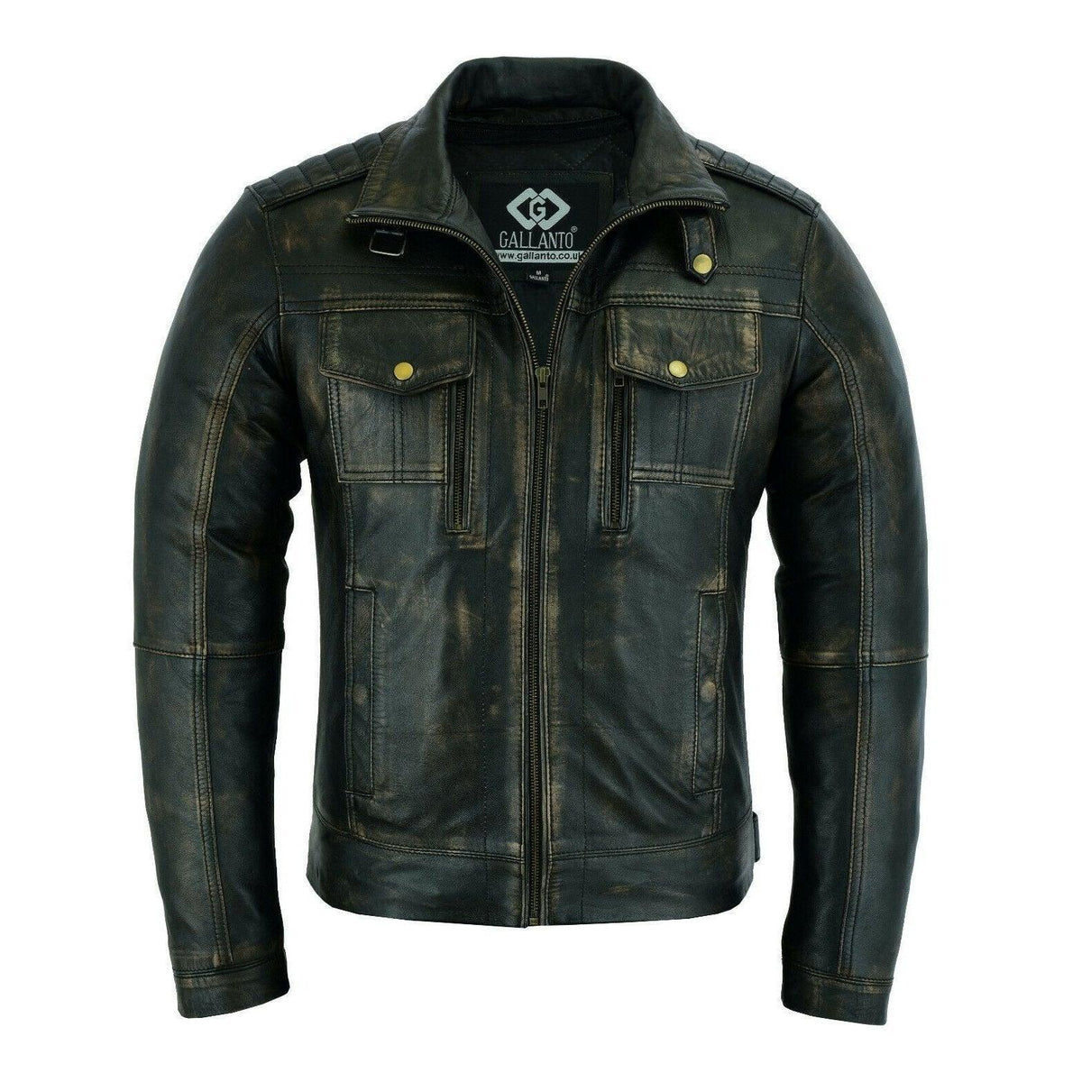 Vintage Grey Cafe Racer Leather Motorcycle Jacket