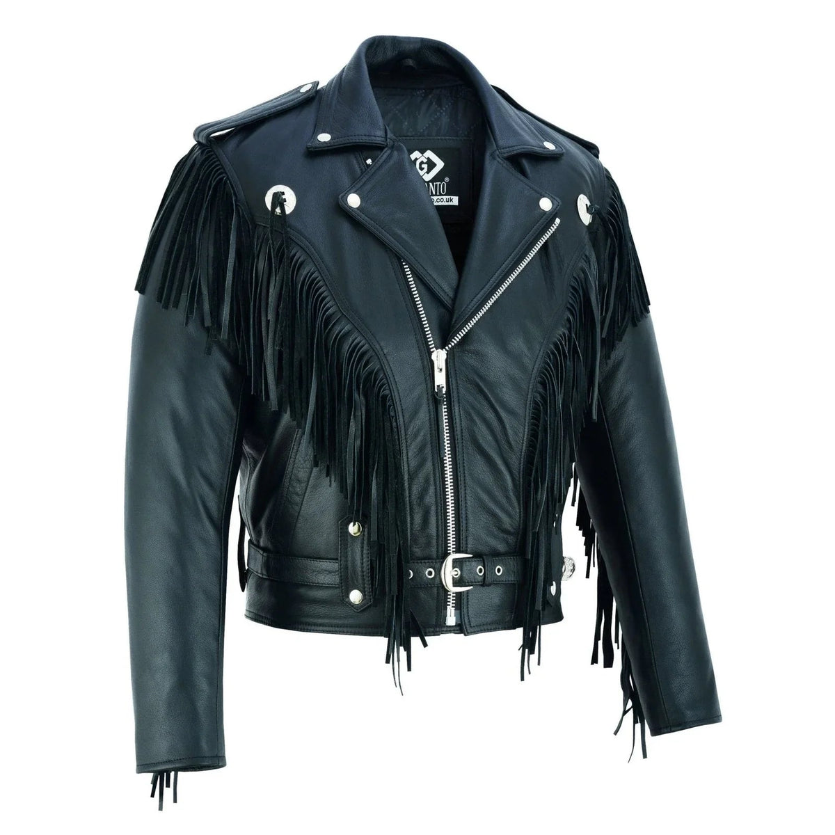 Rustic Vintage Biker Jackets with Fringe and Conchos