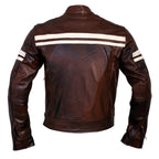 Men’s Cafe Racer Jacket with Ribbed Shoulder Panels
