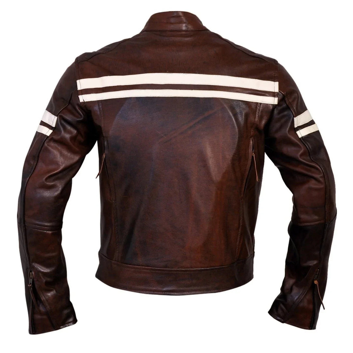 Men’s Cafe Racer Jacket with Ribbed Shoulder Panels