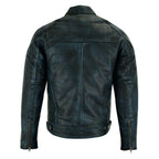 Vintage Moto Jacket with Distressed Leather Stripes