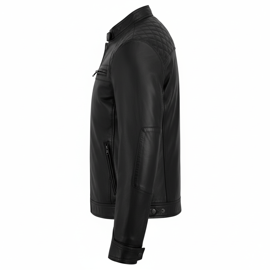 Men’s Leather Jackets with Quilted Racer Styling