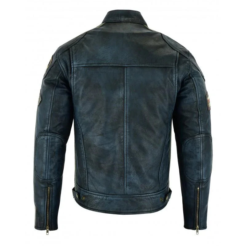 Mens Motorcycle Jackets with Retro Racing Badges