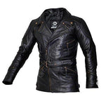 Eddie Leather Racer Jacket with CE Armor and 3-Way Collar Style