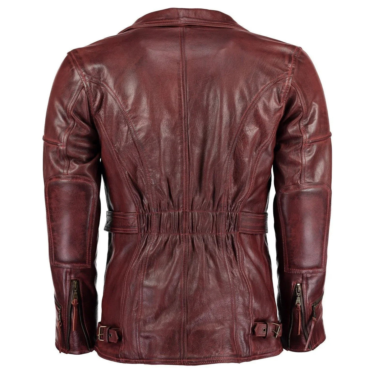Eddie Leather Racer Jacket with CE Armor and 3-Way Collar Style