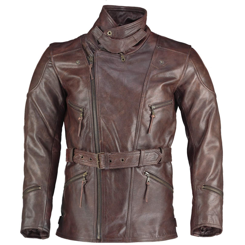 Eddie Leather Racer Jacket with CE Armor and 3-Way Collar Style