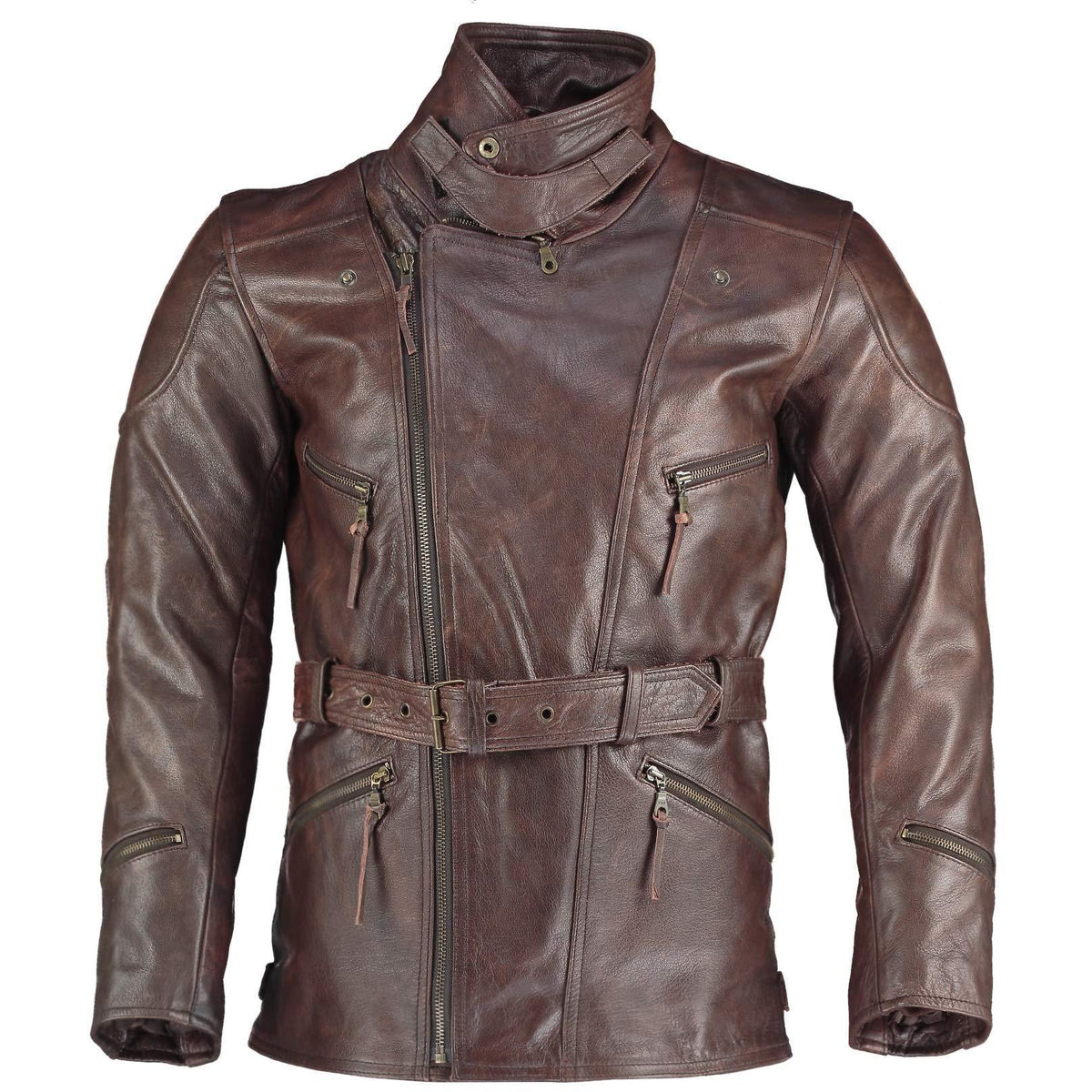 Eddie Leather Racer Jacket with CE Armor and 3-Way Collar Style
