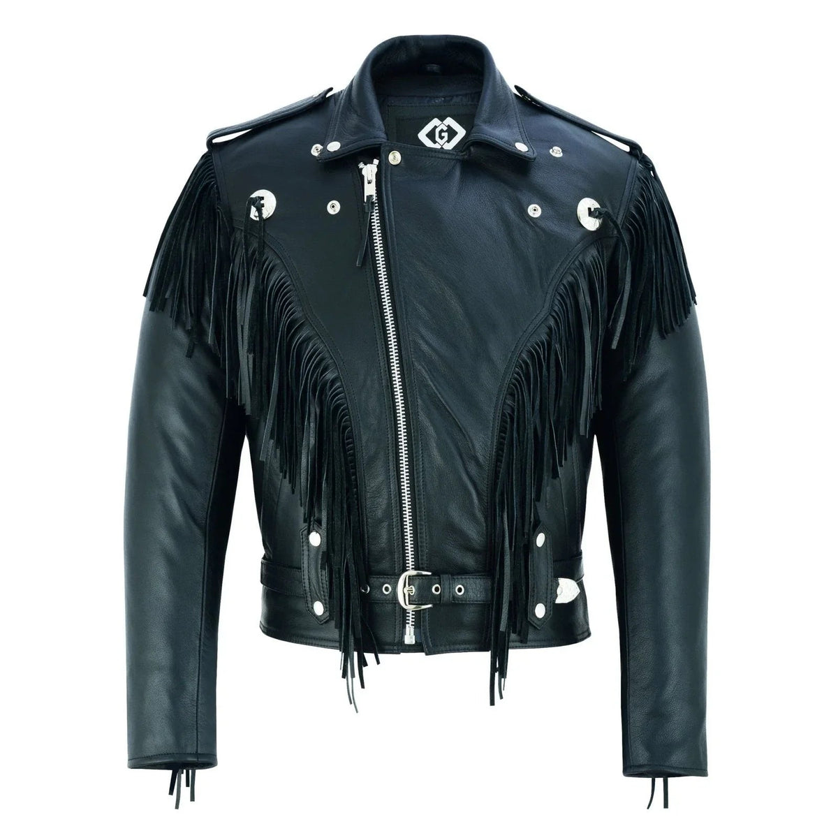 Rustic Vintage Biker Jackets with Fringe and Conchos