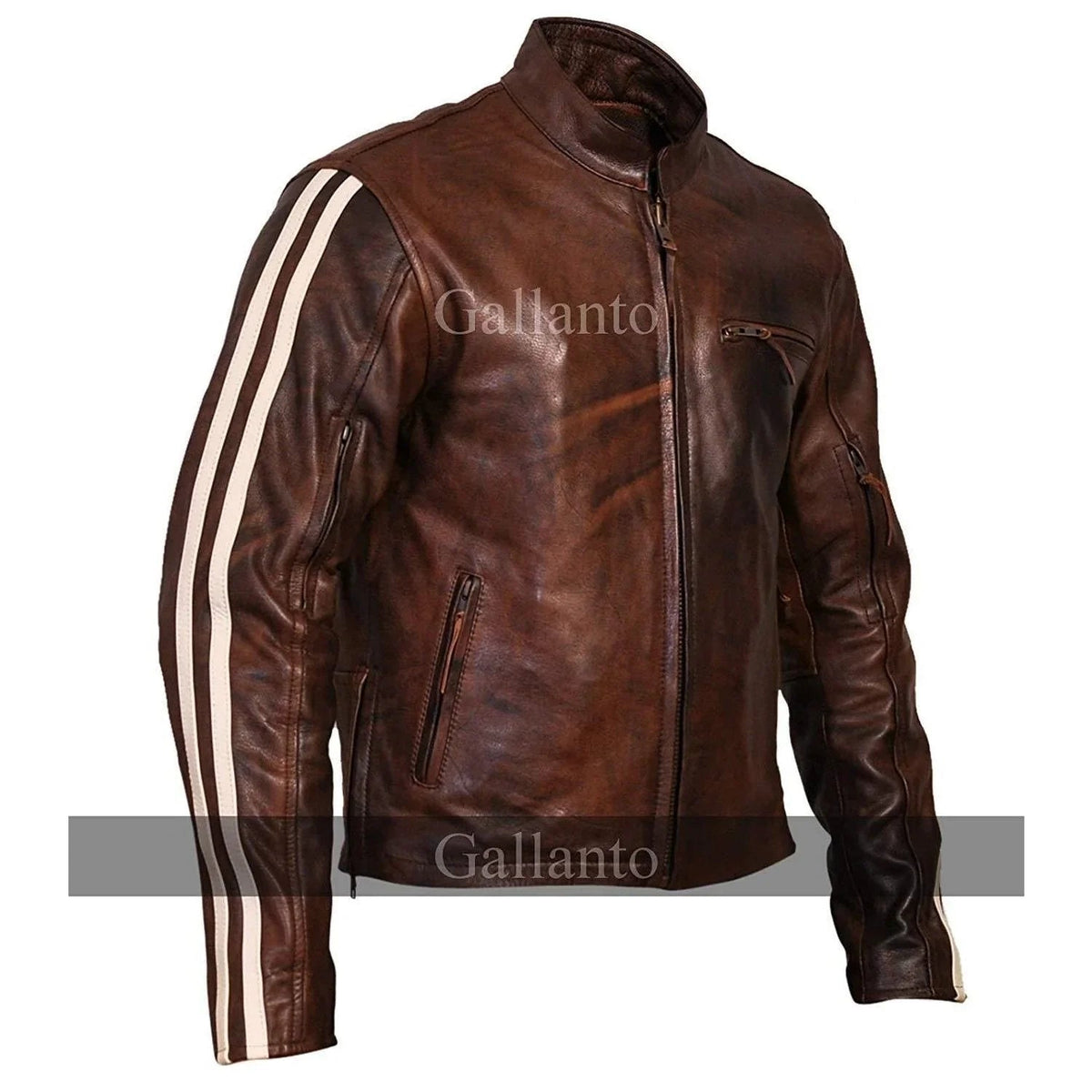 Genuine Leather Biker Jacket Men Vintage Cruiser Style