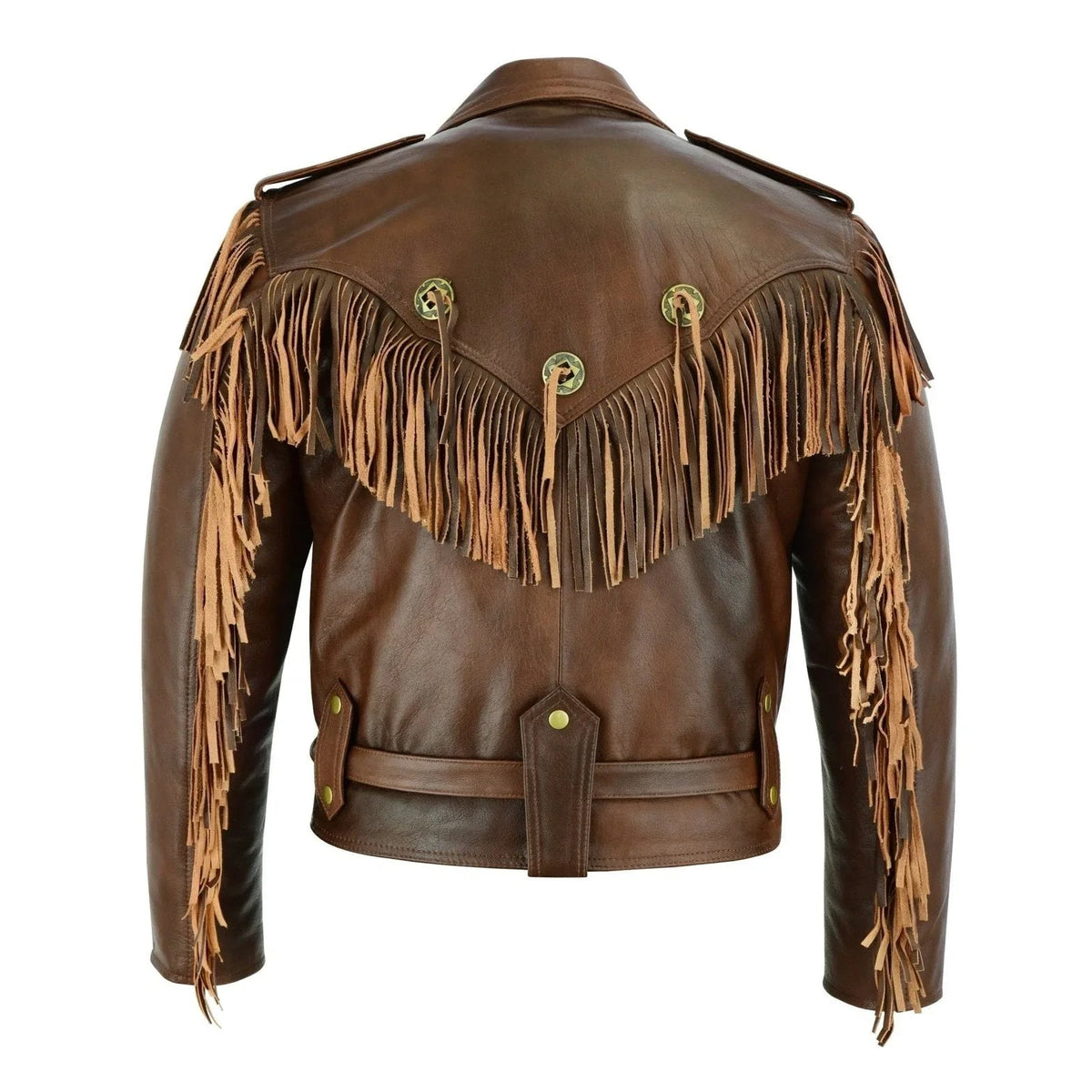 Rustic Vintage Biker Jackets with Fringe and Conchos