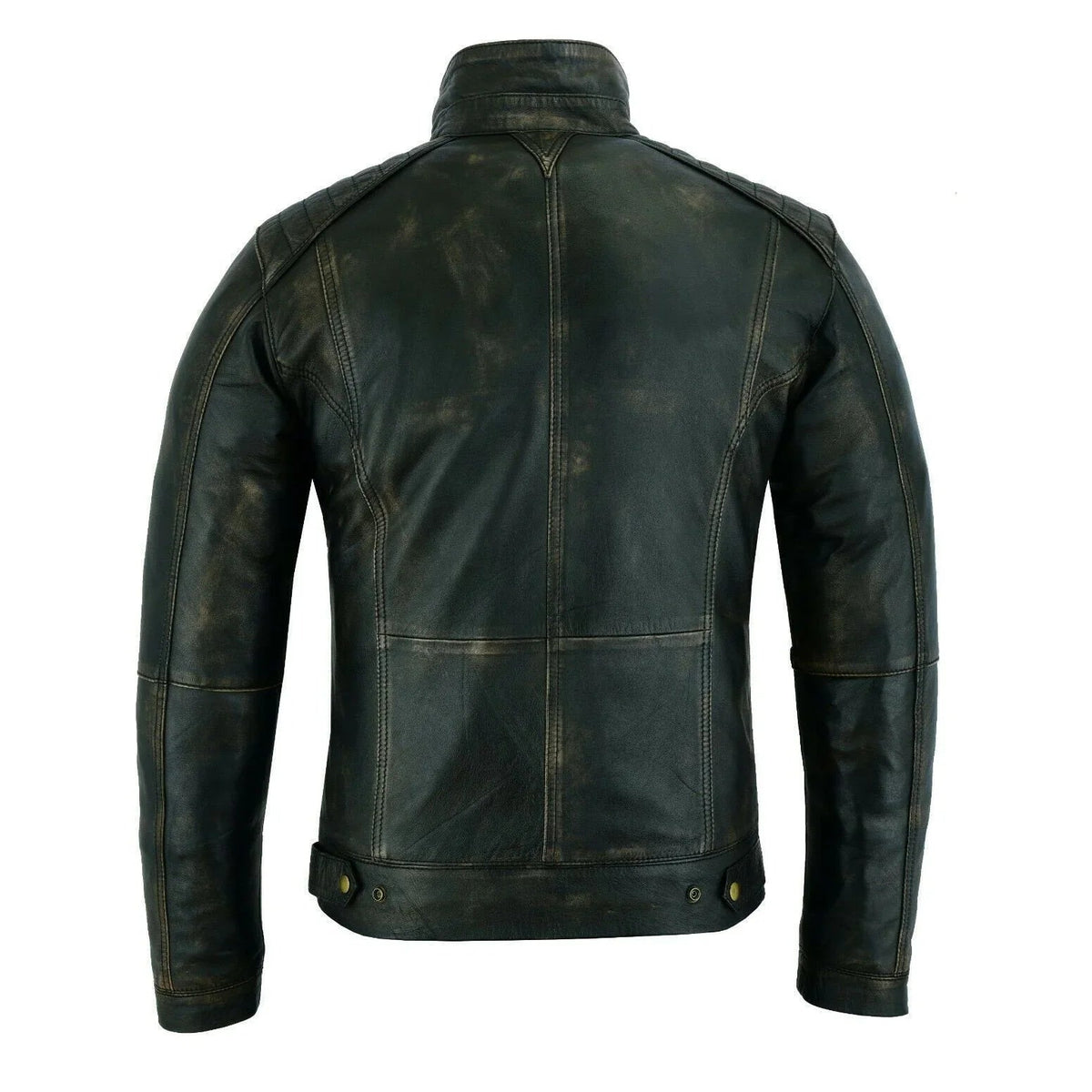 Vintage Grey Cafe Racer Leather Motorcycle Jacket