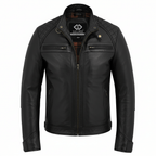 Men’s Leather Jackets with Quilted Racer Styling