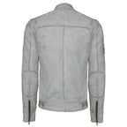 Cowhide Leather Riding Jacket with Classic Stripes