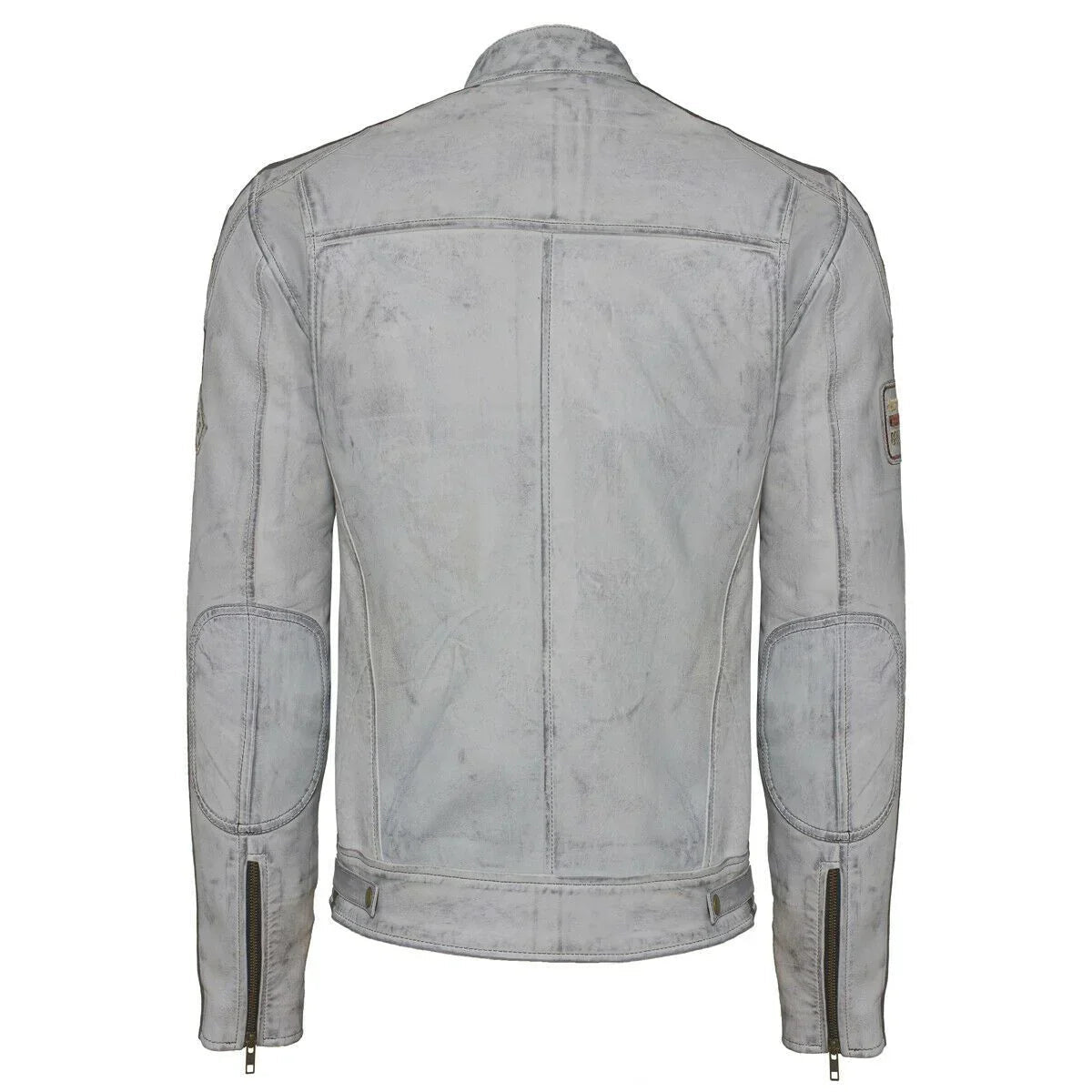 Cowhide Leather Riding Jacket with Classic Stripes